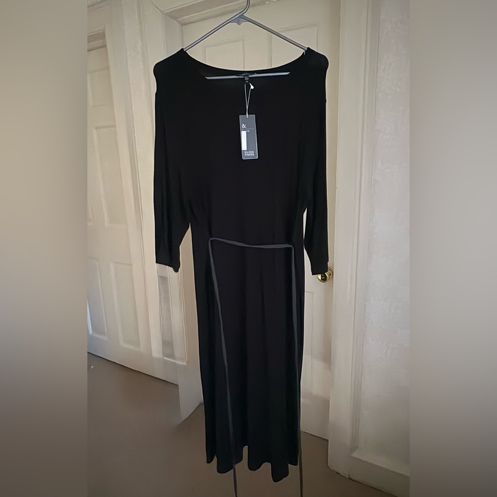 Eileen Fisher Black 3/4 Sleeve Dress xl